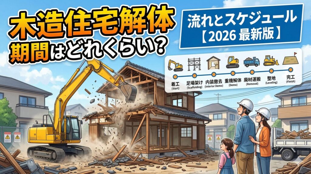 木造住宅の解体工事、期間はどれくらい?着工から完工までの流れとスケジュール【2026年度版】